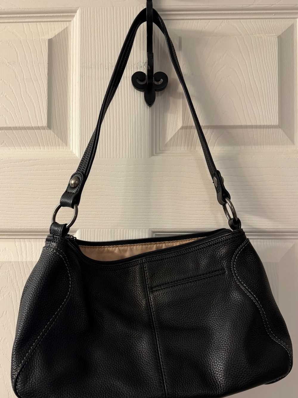 VTG The Sak Black Pebbled Leather Shoulder Bag Y2K It-Bag Gorpcore Minimalist - Picture 6 of 11